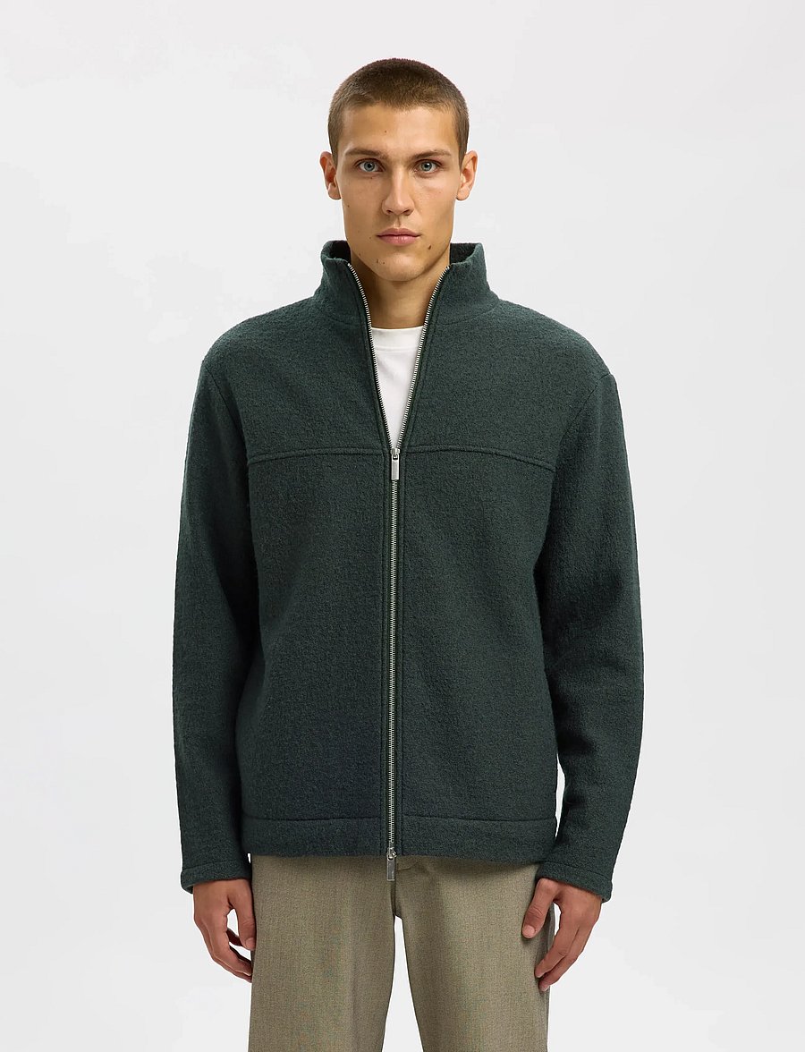 Selected - SLHNEALY LS KNIT FULL ZIP CARDIGAN - fullzip strik - deep forest - 0