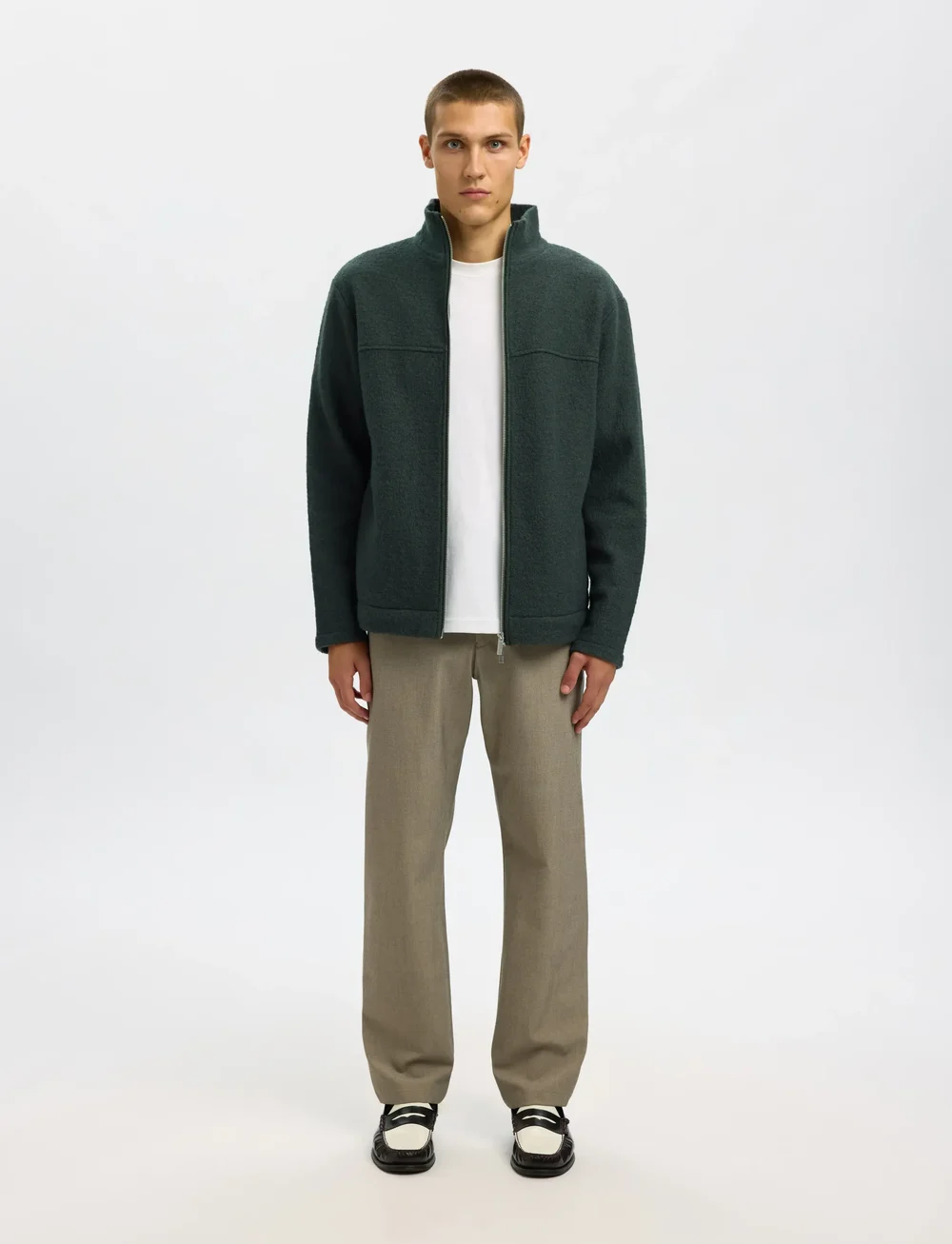 Selected - SLHNEALY LS KNIT FULL ZIP CARDIGAN - pullover mit durchgehendem reißverschluss - deep forest - 5