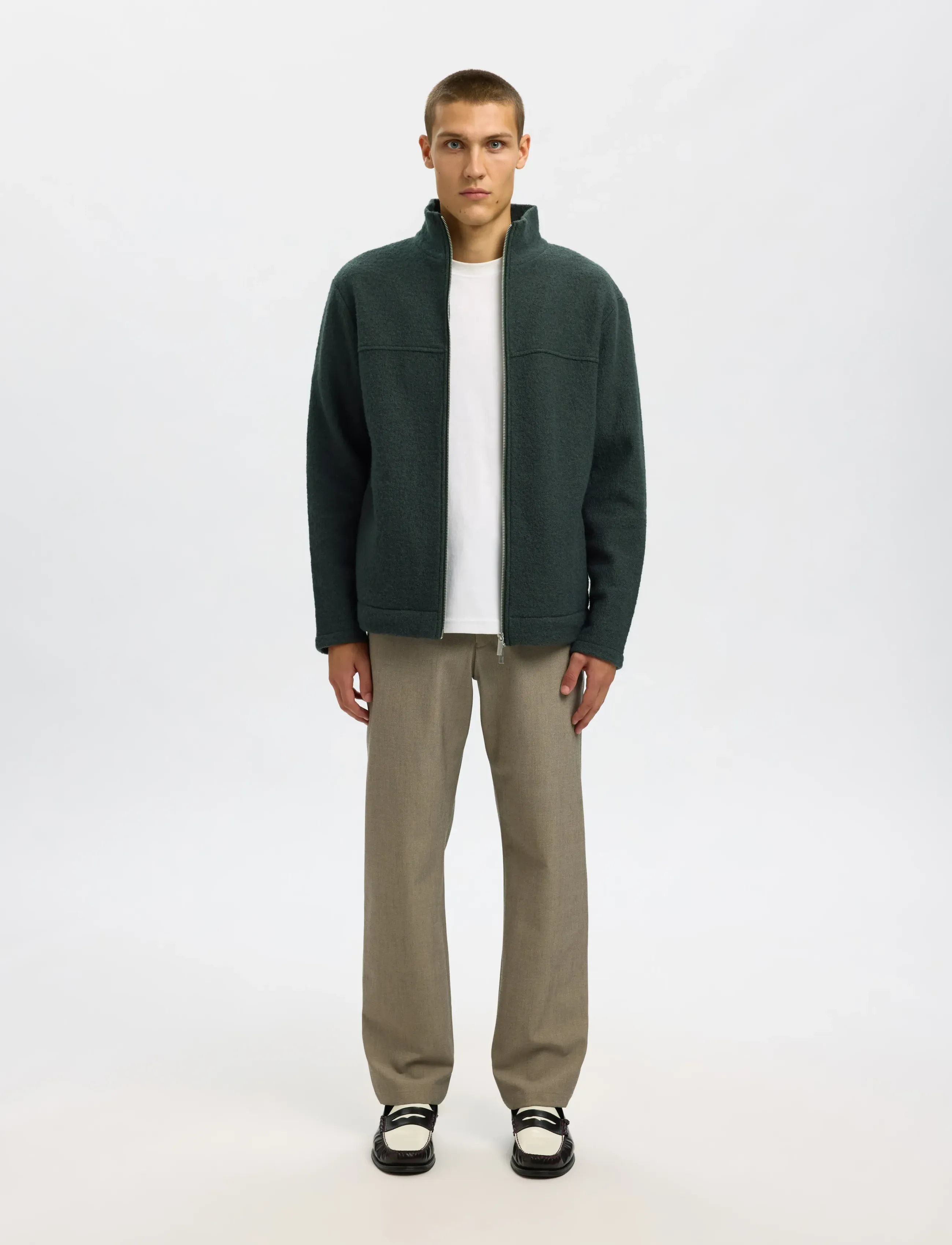 Selected - SLHNEALY LS KNIT FULL ZIP CARDIGAN - pullover mit durchgehendem reißverschluss - deep forest - 5