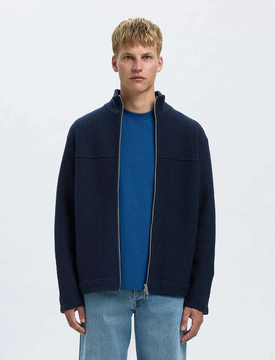 Selected - SLHNEALY LS KNIT FULL ZIP CARDIGAN - pullover mit durchgehendem reißverschluss - sky captain - 0
