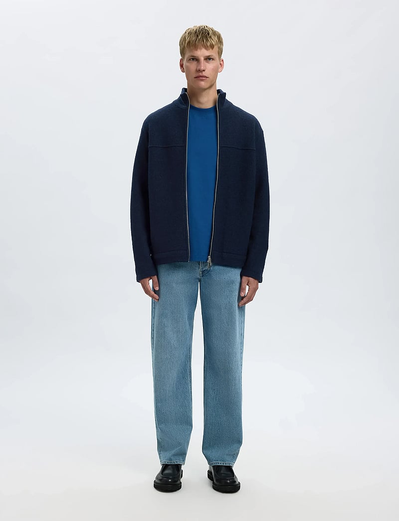 Selected - SLHNEALY LS KNIT FULL ZIP CARDIGAN - full zip tröjor - sky captain - 4