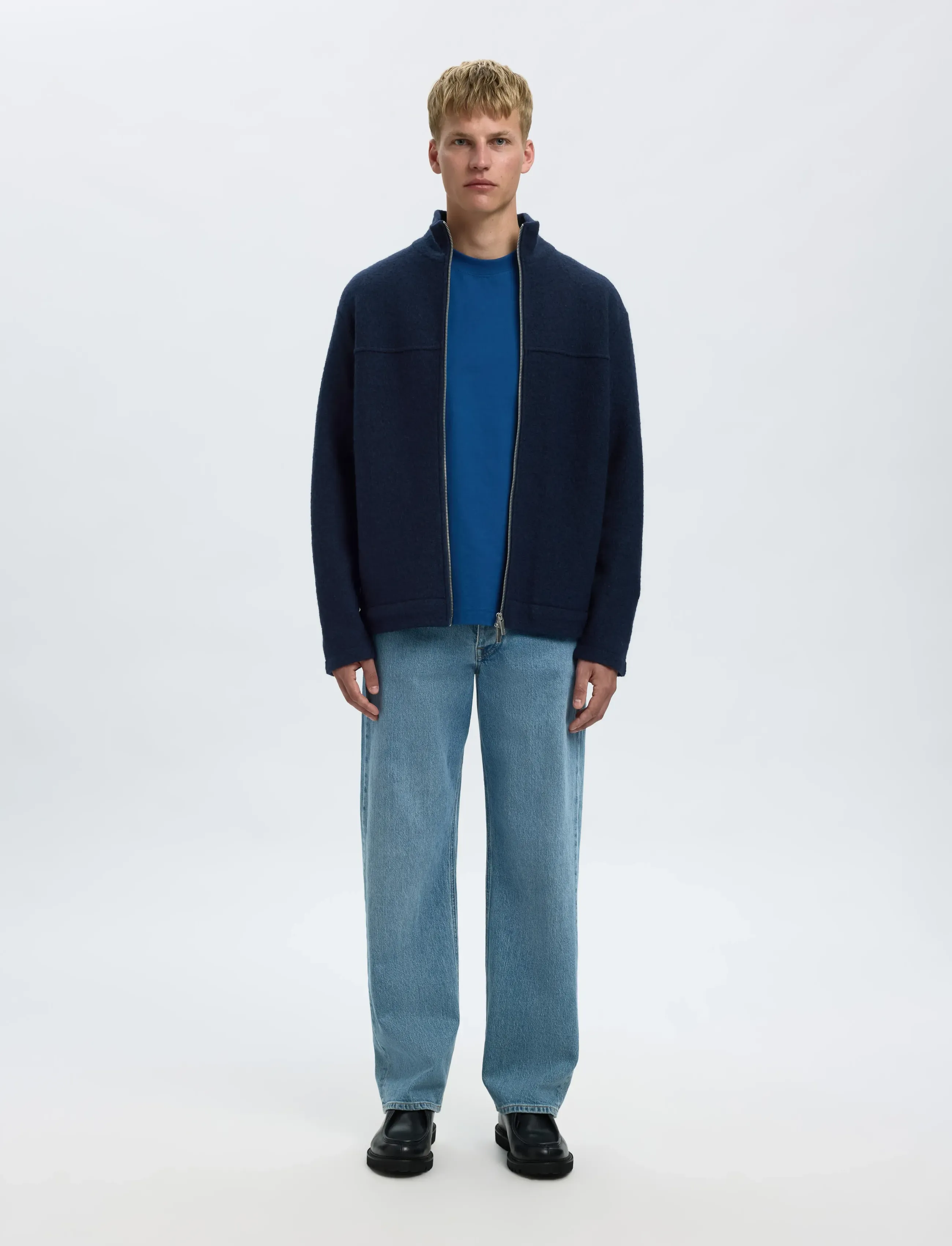 Selected - SLHNEALY LS KNIT FULL ZIP CARDIGAN - pulls zippés - sky captain - 4