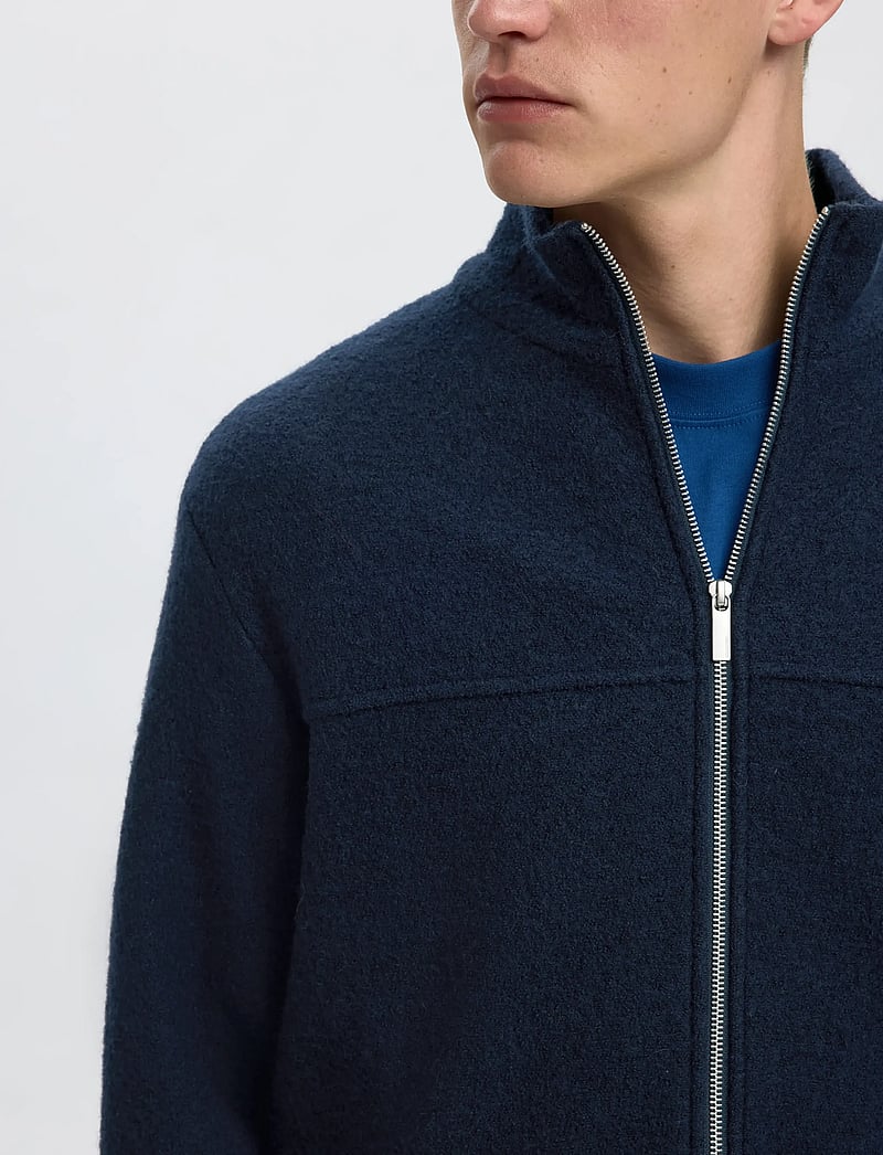 Selected - SLHNEALY LS KNIT FULL ZIP CARDIGAN - full zip tröjor - sky captain - 5