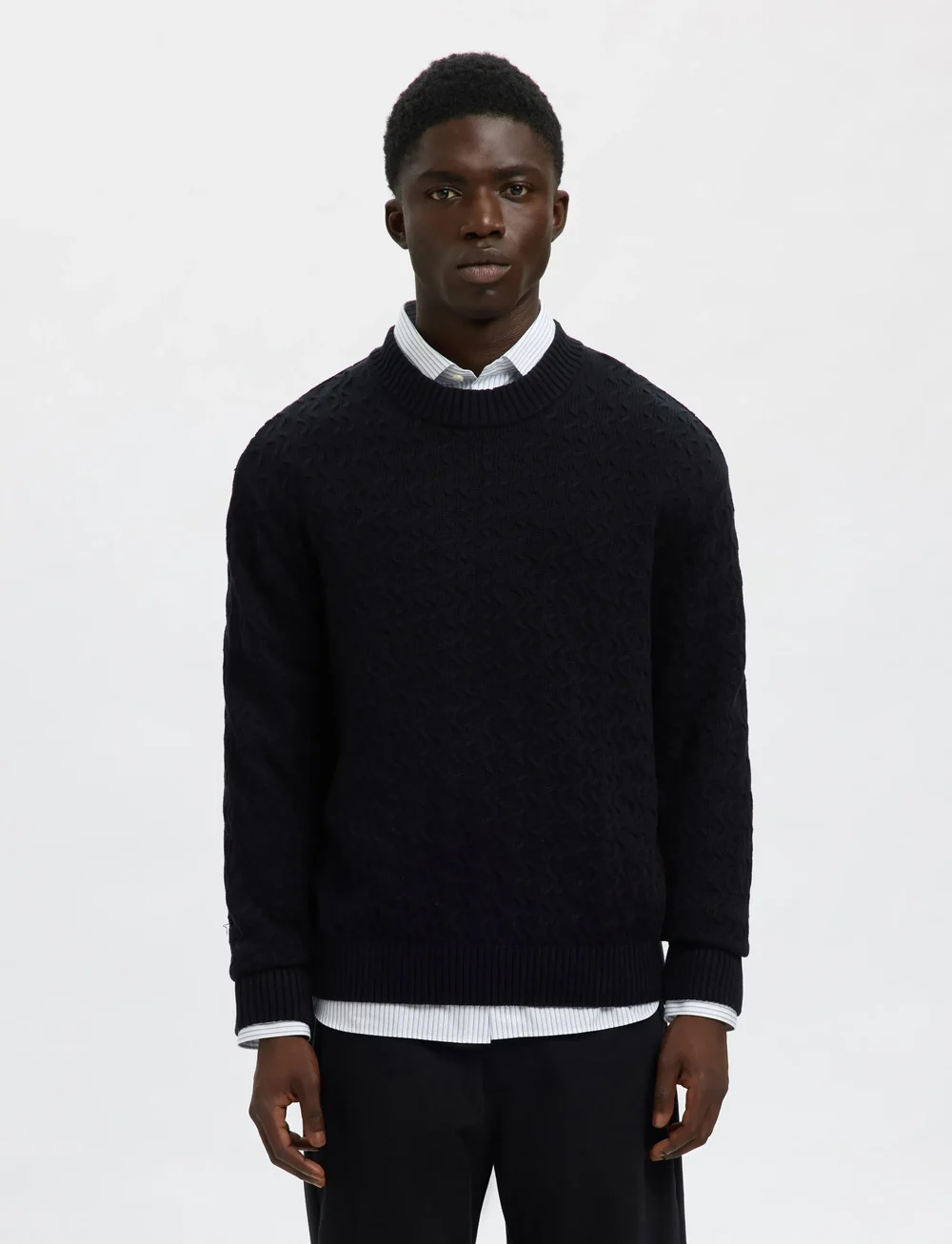 Selected - SLHPHILIP LS KNIT RELAXED CREW NECK - rundhalsad - black - 0