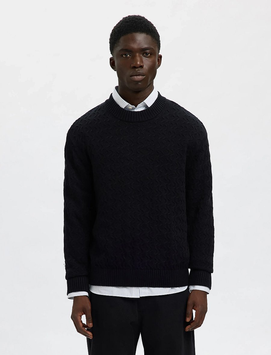 Selected - SLHPHILIP LS KNIT RELAXED CREW NECK - Ümara kaelusega - black - 0