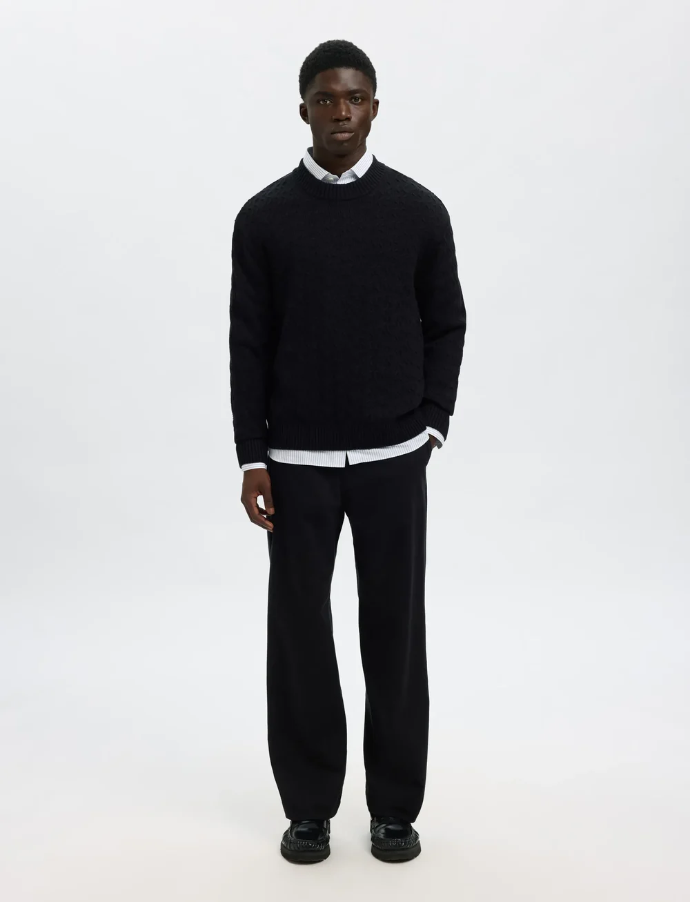 Selected - SLHPHILIP LS KNIT RELAXED CREW NECK - rundhalsad - black - 3