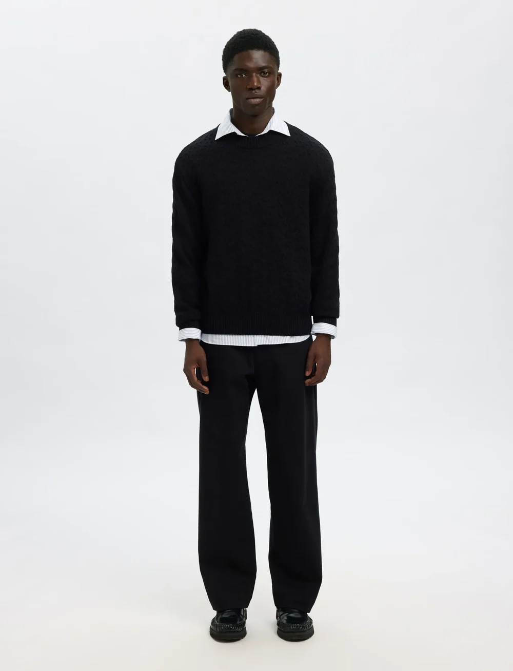 Selected - SLHPHILIP LS KNIT RELAXED CREW NECK - rundhalsad - black - 4
