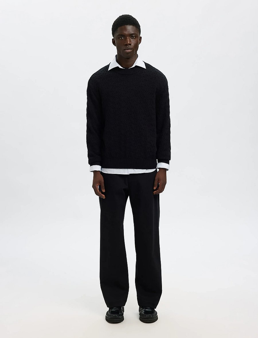 Selected - SLHPHILIP LS KNIT RELAXED CREW NECK - Ümara kaelusega - black - 4