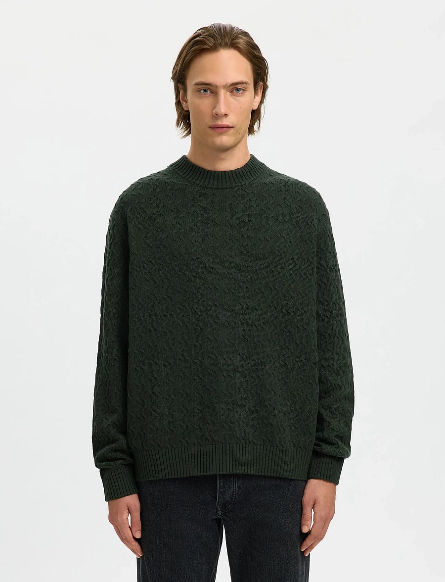 Selected - SLHPHILIP LS KNIT RELAXED CREW NECK - rundhals - deep forest - 0