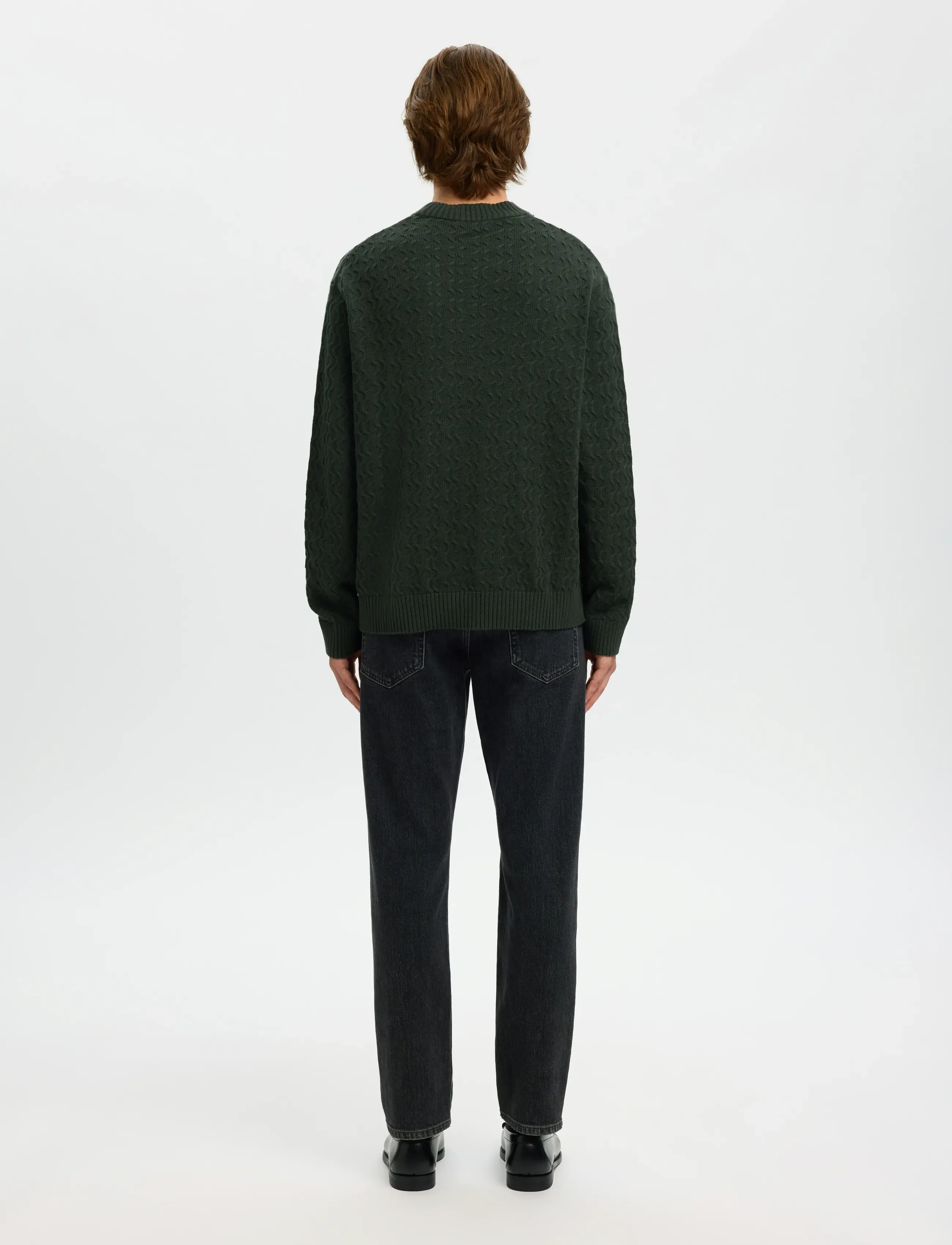 Selected - SLHPHILIP LS KNIT RELAXED CREW NECK - rund hals - deep forest - 3