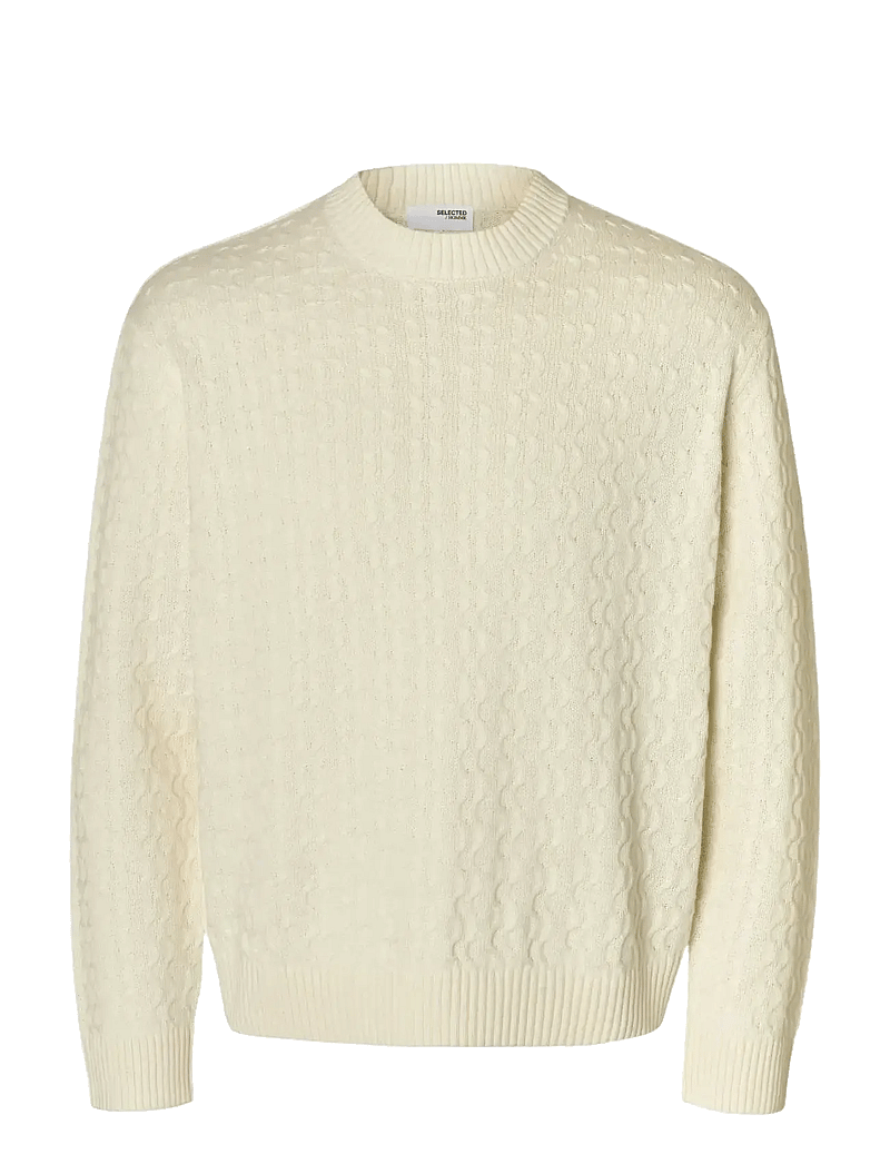 Selected - SLHPHILIP LS KNIT RELAXED CREW NECK - rund hals - egret - 1