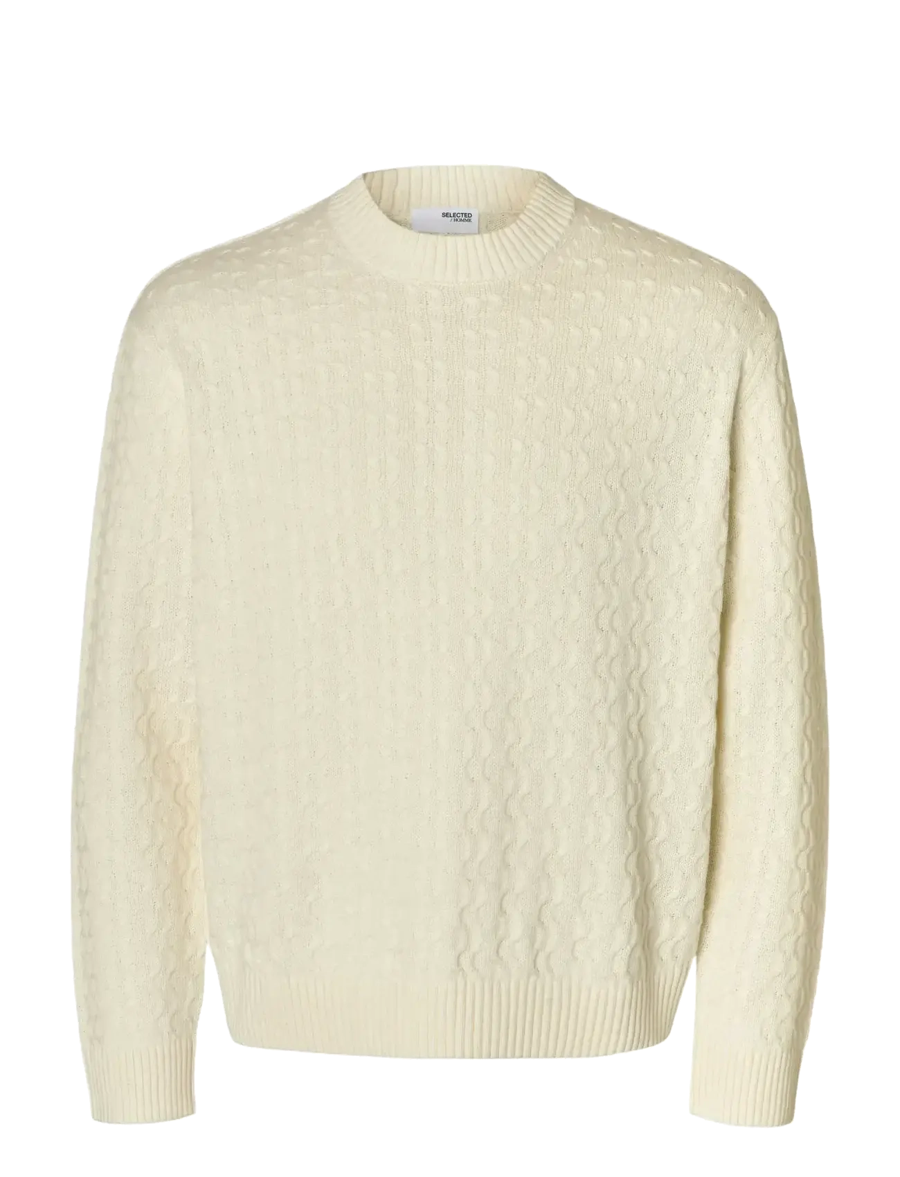 Selected SLHPHILIP LS KNIT RELAXED CREW NECK - Tøj - EGRET / cream