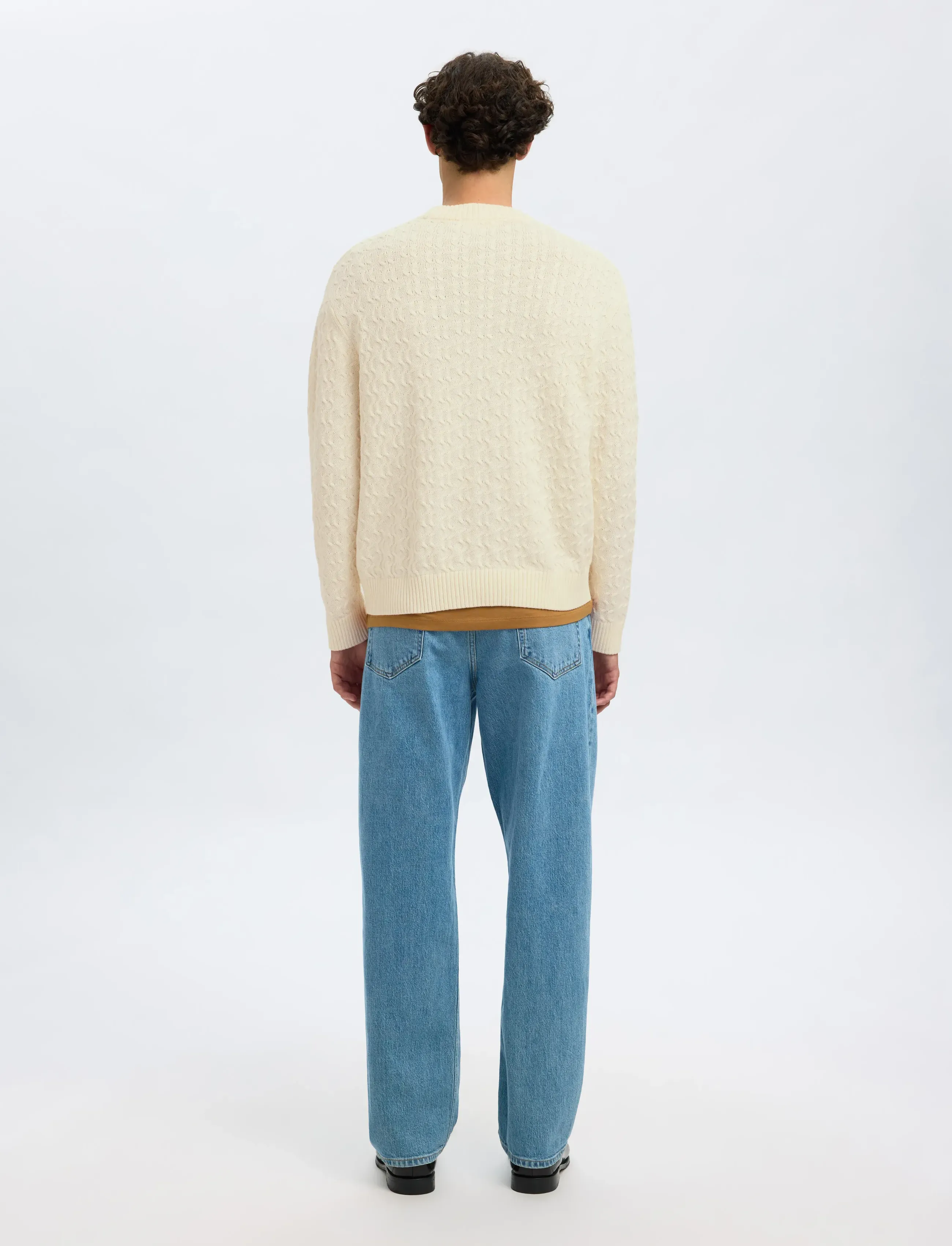 Selected - SLHPHILIP LS KNIT RELAXED CREW NECK - Ümmarguse kaelusega kudumid - egret - 2