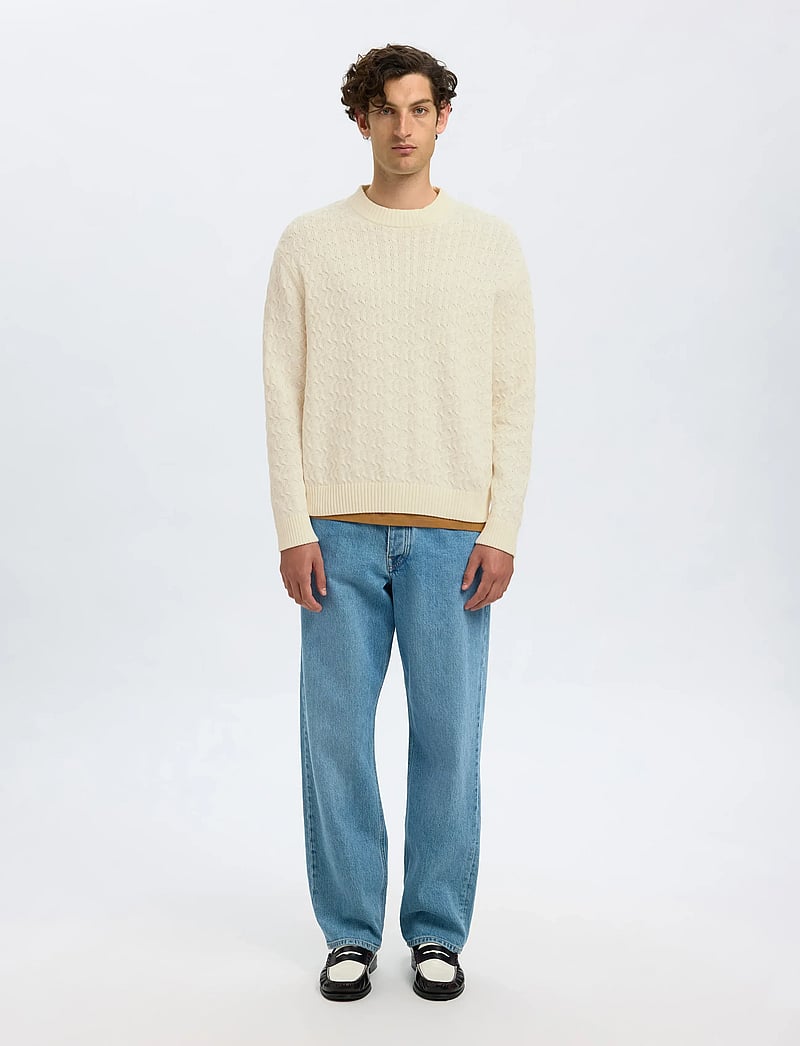 Selected - SLHPHILIP LS KNIT RELAXED CREW NECK - rund hals - egret - 3