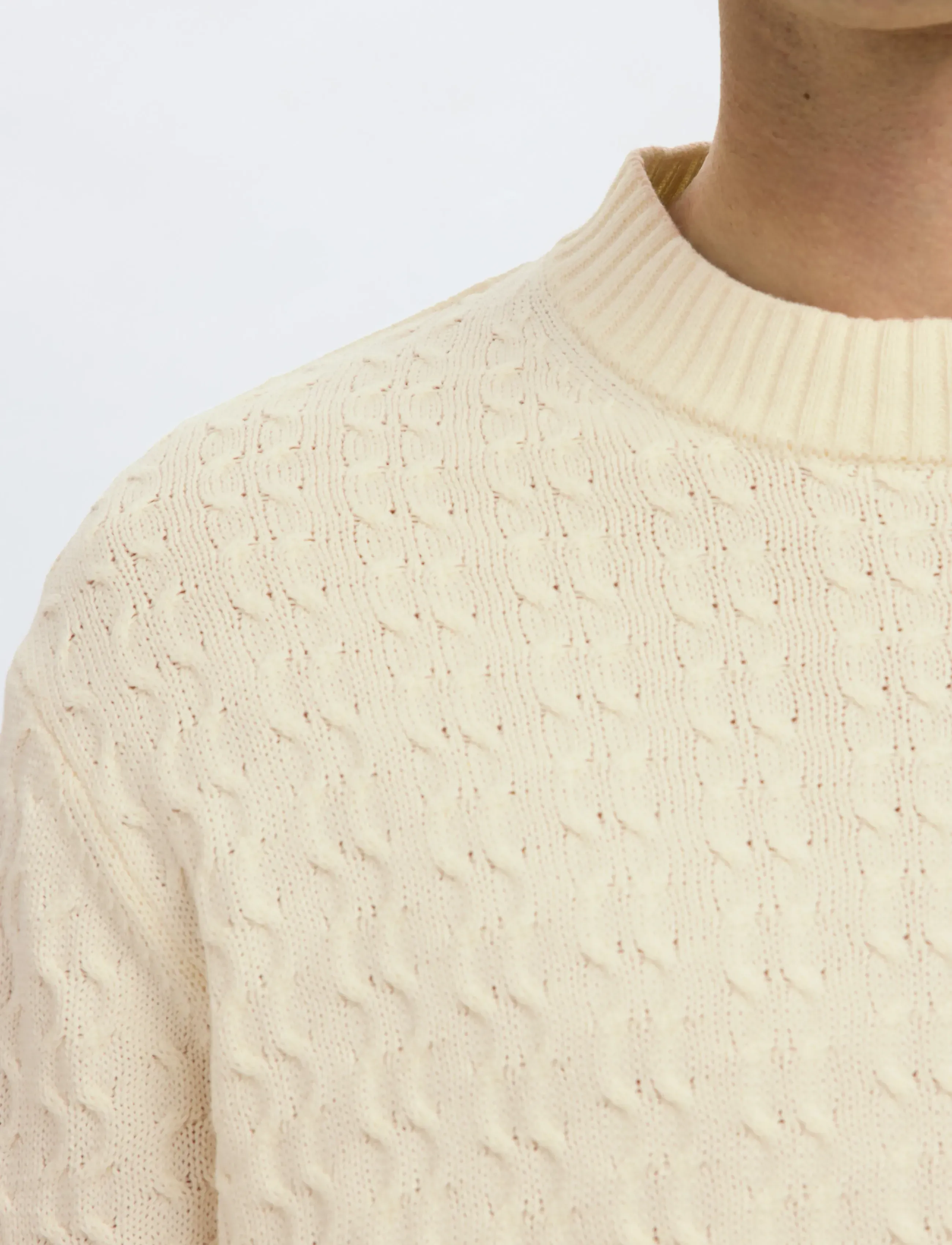 Selected - SLHPHILIP LS KNIT RELAXED CREW NECK - Ümmarguse kaelusega kudumid - egret - 4