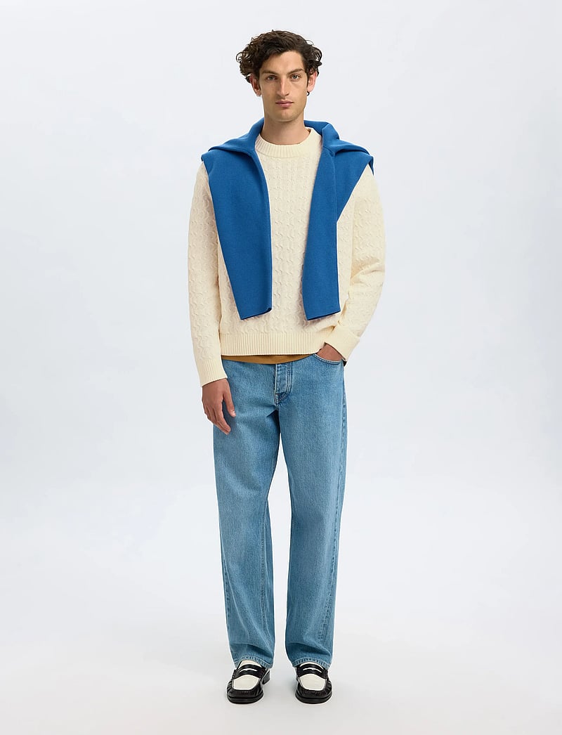 Selected - SLHPHILIP LS KNIT RELAXED CREW NECK - rund hals - egret - 5