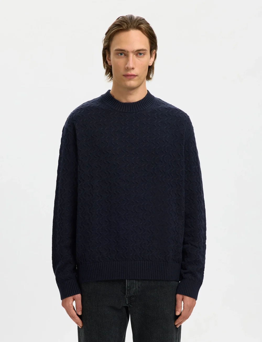 Selected - SLHPHILIP LS KNIT RELAXED CREW NECK - Ümmarguse kaelusega kudumid - sky captain - 0