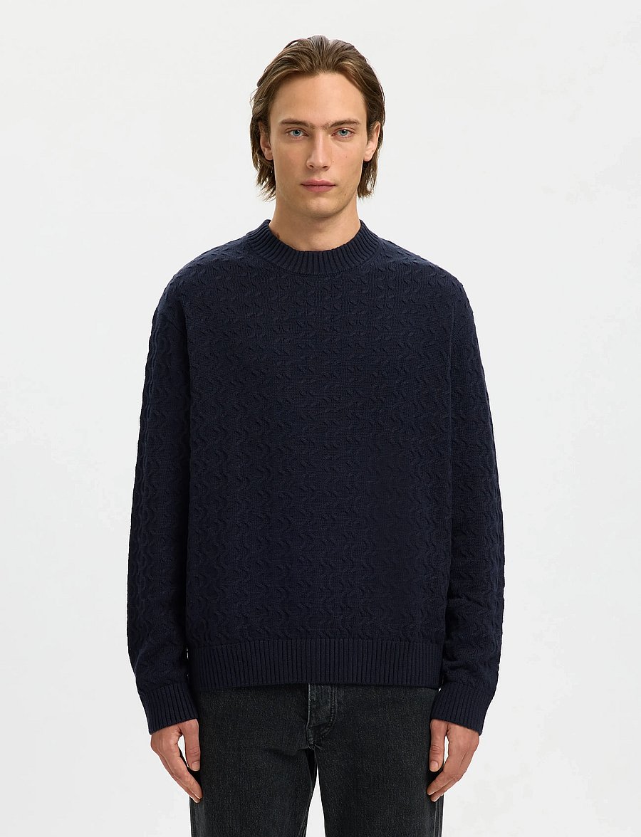 Selected - SLHPHILIP LS KNIT RELAXED CREW NECK - Ümara kaelusega - sky captain - 0