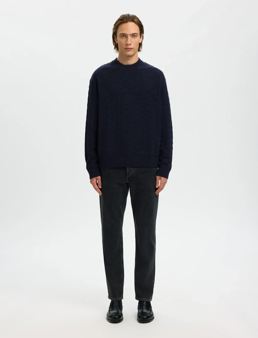 Selected - SLHPHILIP LS KNIT RELAXED CREW NECK - Ümmarguse kaelusega kudumid - sky captain - 4