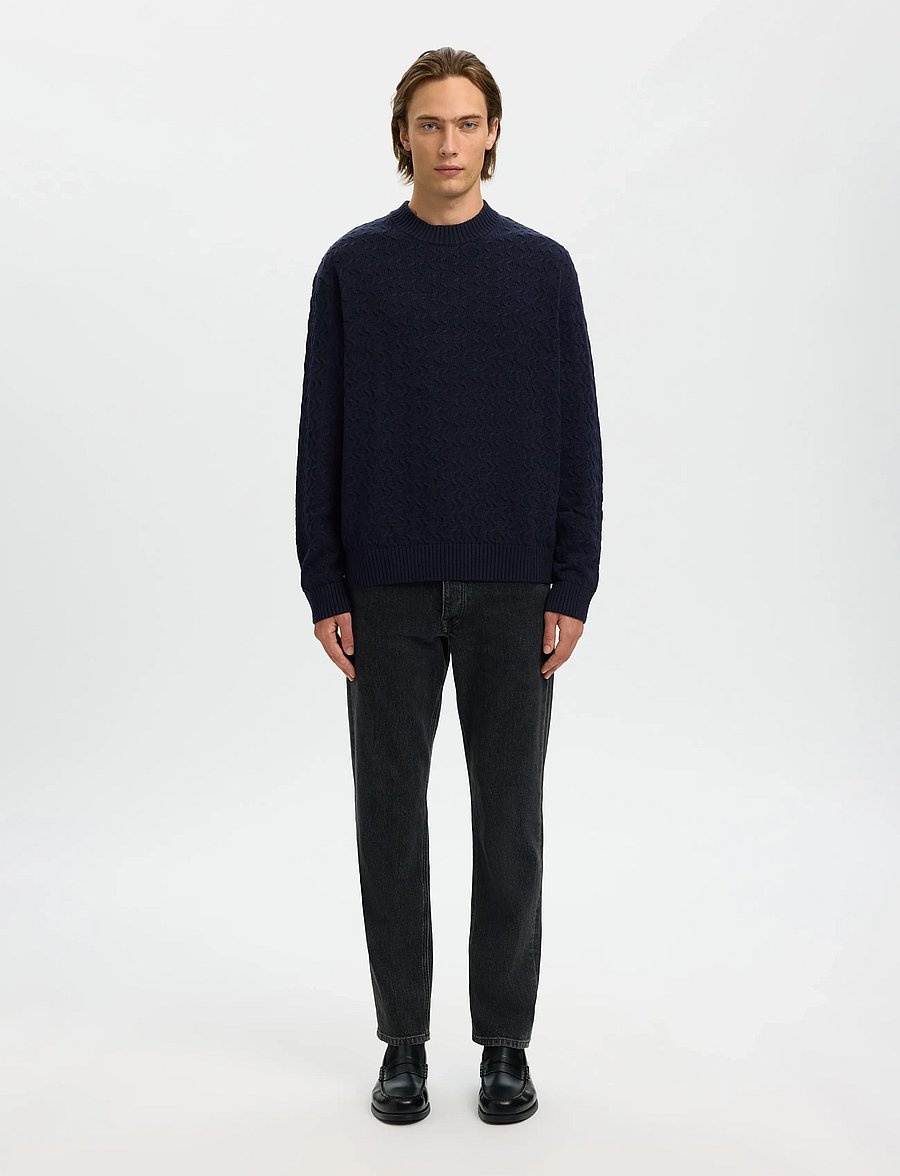 Selected - SLHPHILIP LS KNIT RELAXED CREW NECK - Ümara kaelusega - sky captain - 4