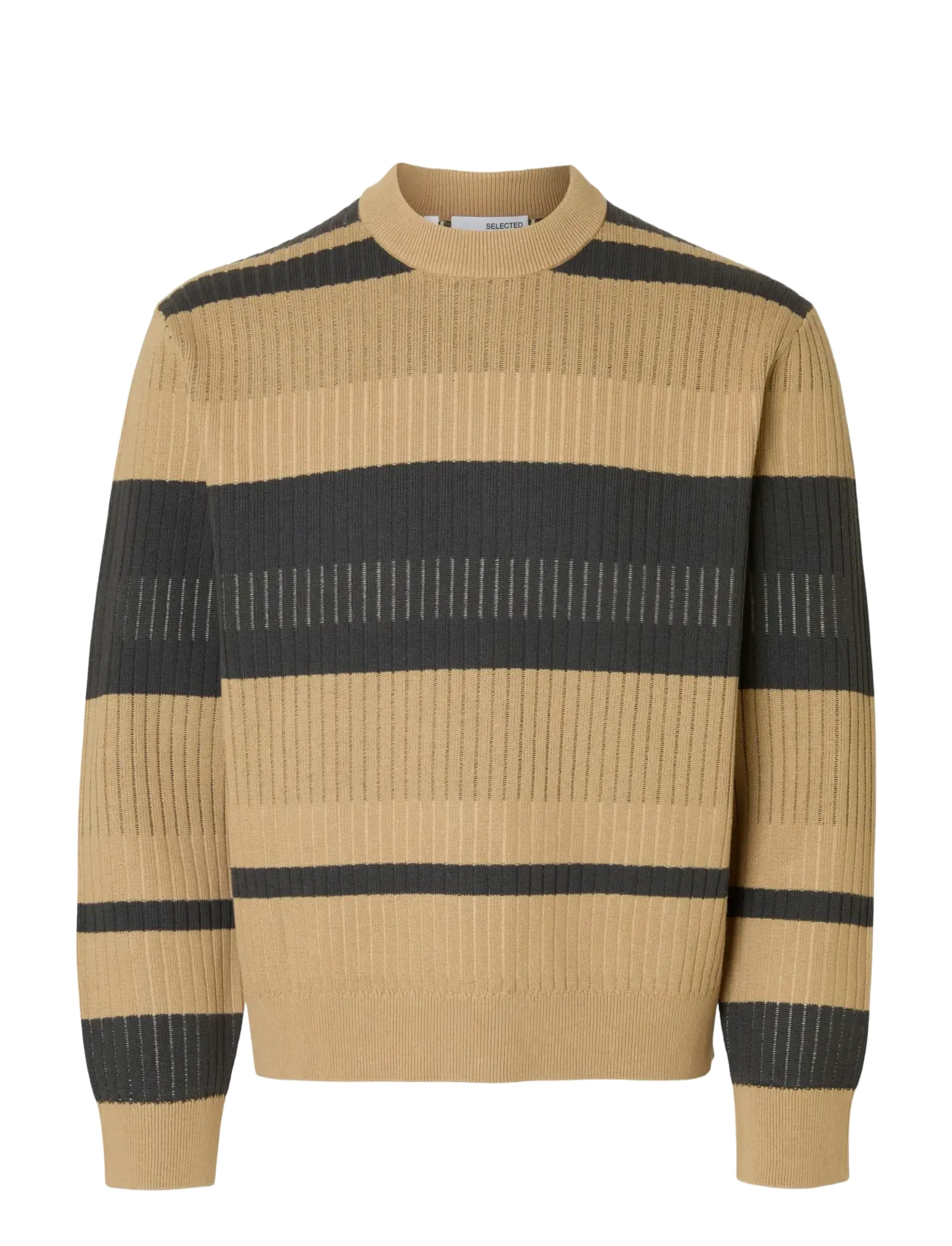 Selected SLHMALTE LS KNIT RELAXED CREW NECK - Strickmode - INCENSE / beige