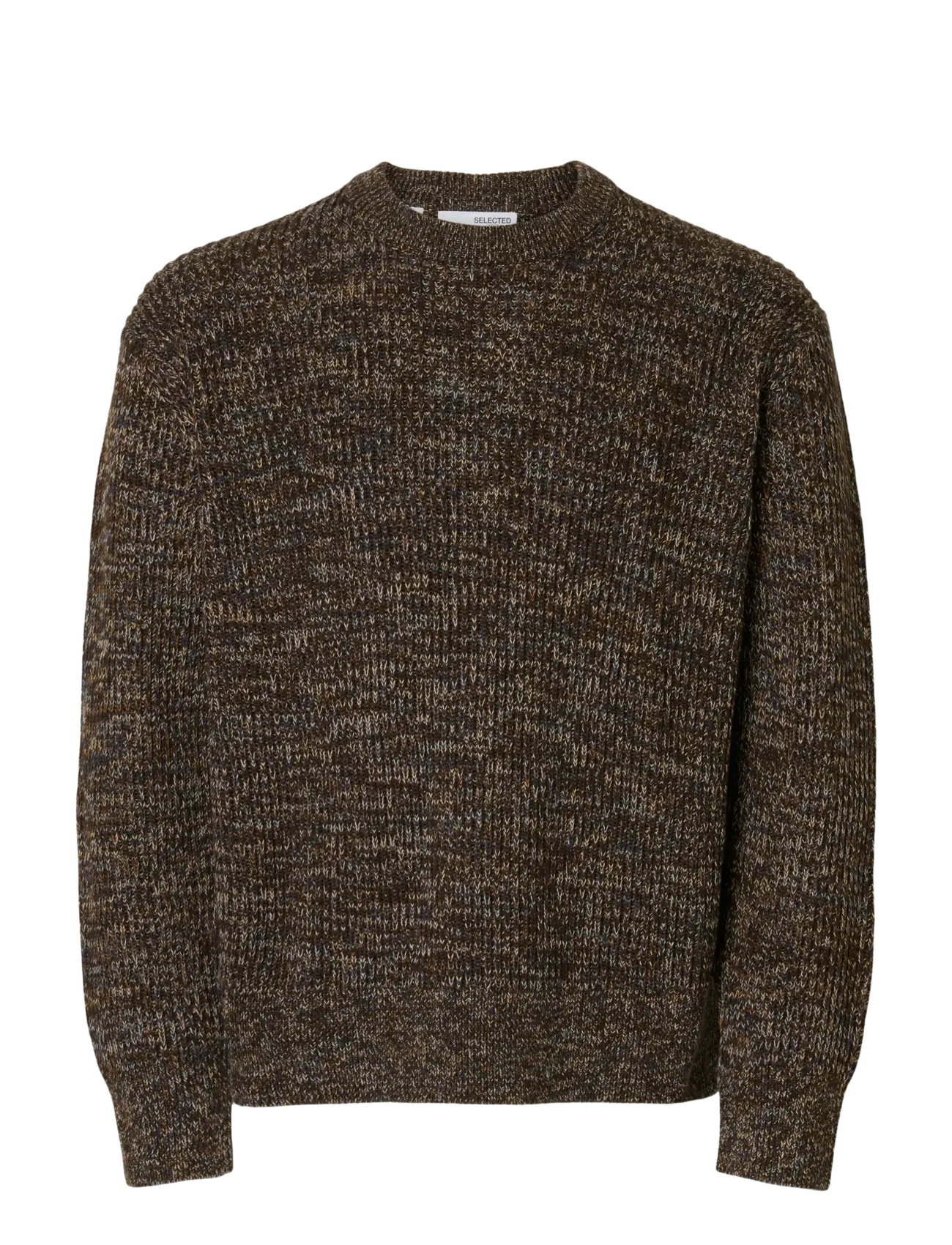 Selected SLMTILUM LS KNIT CREW NECK NOOS - Rundhals - DEMITASSE / brown