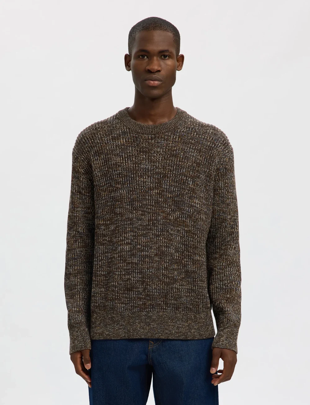 Selected - SLHTILUM LS KNIT RELAXED CREW NECK - Ümmarguse kaelusega kudumid - demitasse - 0
