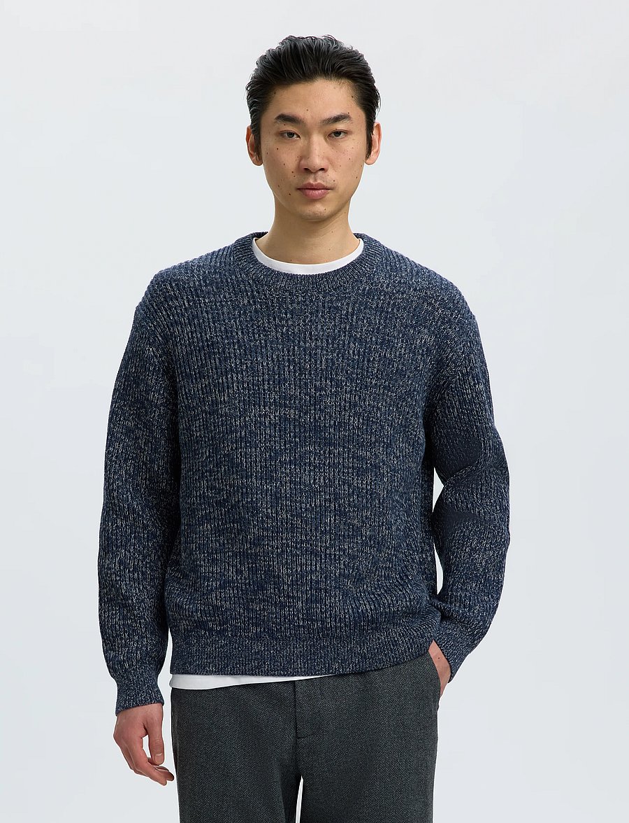Selected - SLMTILUM LS KNIT CREW NECK NOOS - rundhals - navy blazer - 0