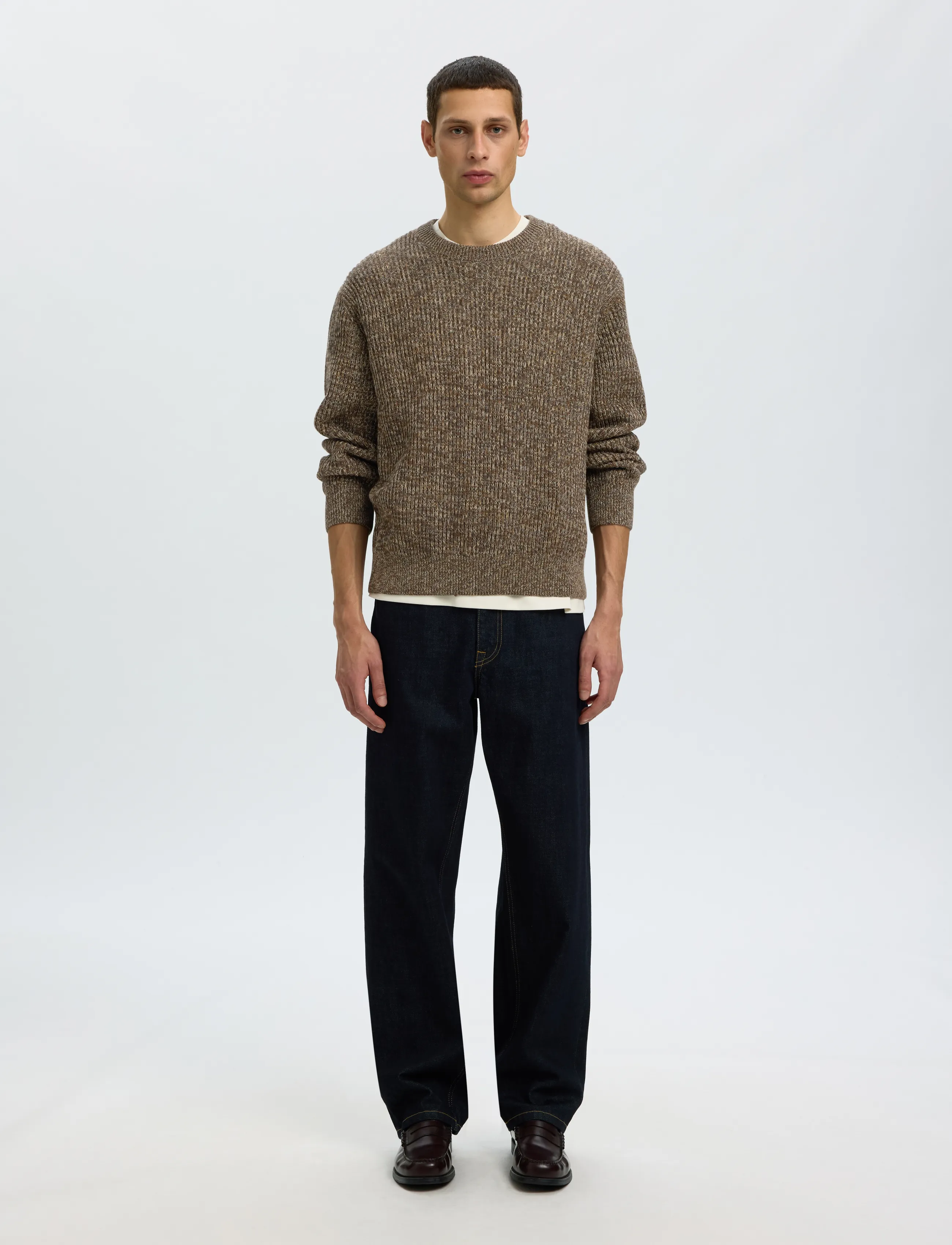 Selected - SLMTILUM LS KNIT CREW NECK NOOS - rundhalsad - turkish coffee - 3