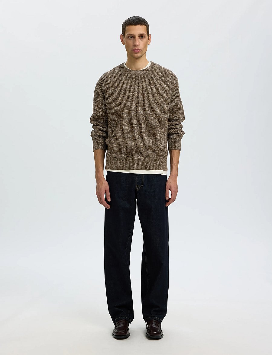 Selected - SLMTILUM LS KNIT CREW NECK NOOS - Ümara kaelusega - turkish coffee - 3