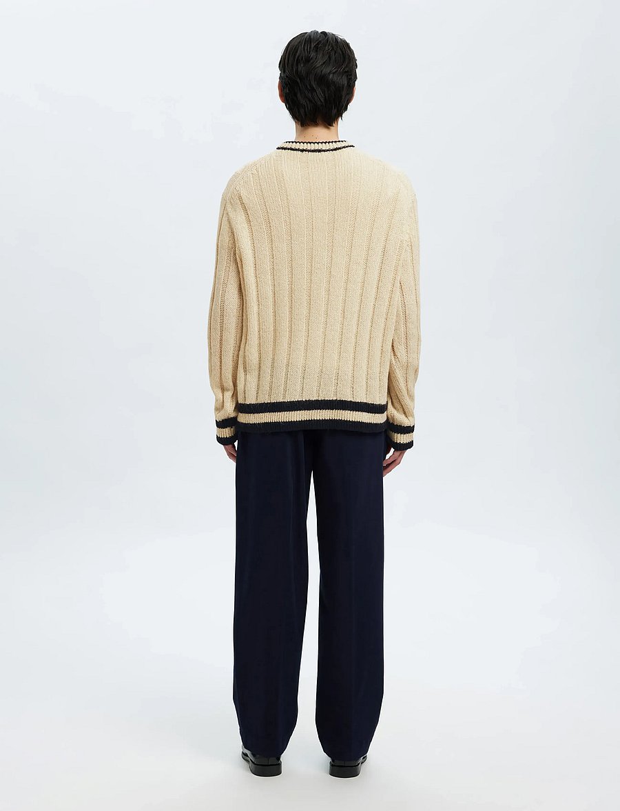 Selected - SLHROY LS KNIT RELAXED RIB V-NECK - v-ausschnitt - egret - 2