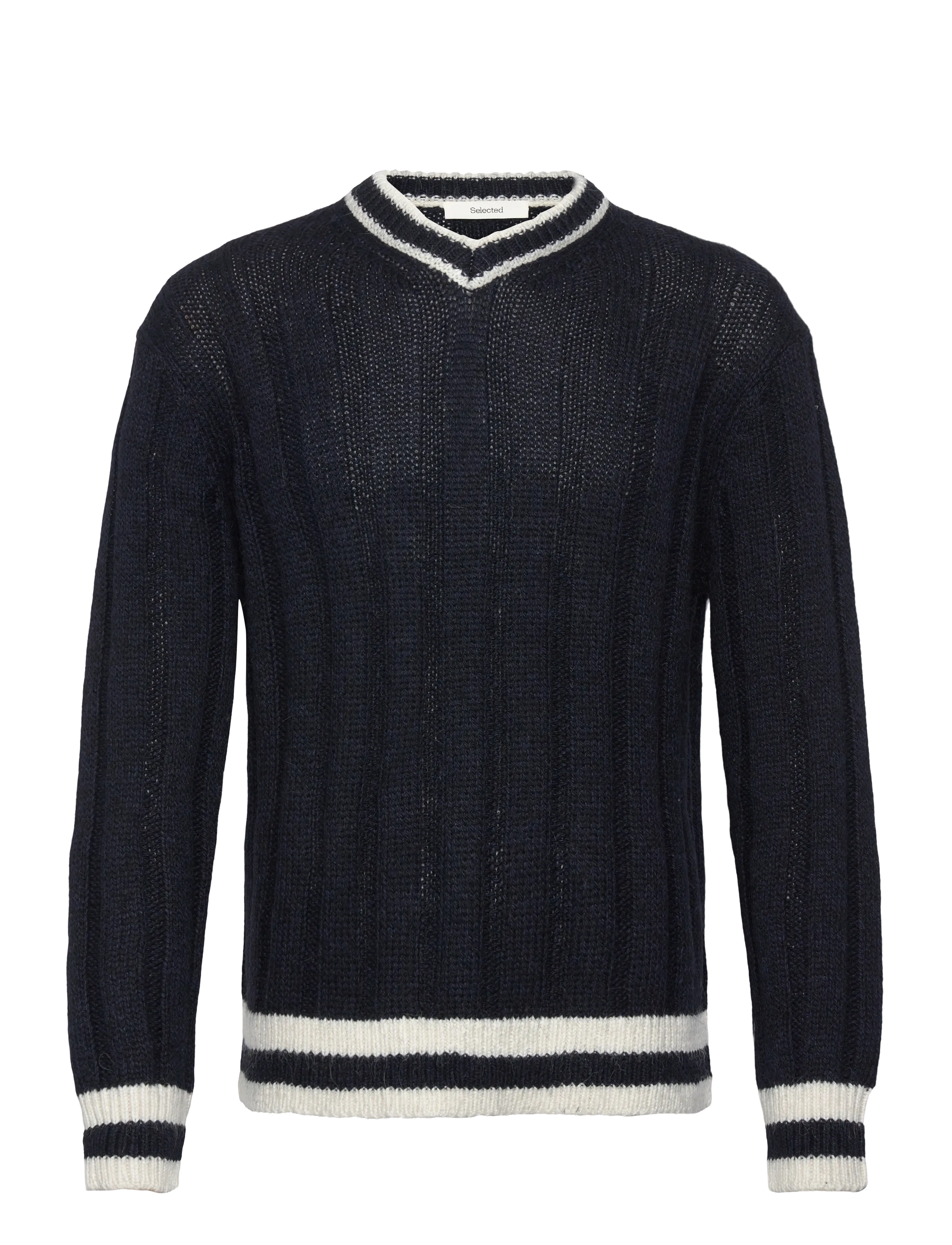 Selected - SLHROY LS KNIT RELAXED RIB V-NECK - v-ausschnitt - sky captain - 1