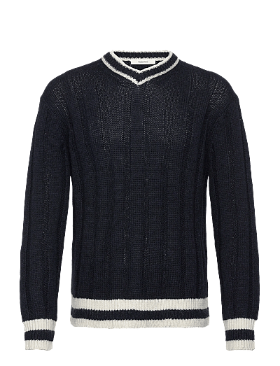 Slhroy Ls Knit Relaxed Rib V-Neck - V-Hals