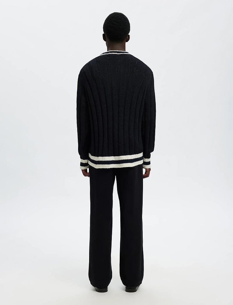 Selected - SLHROY LS KNIT RELAXED RIB V-NECK - v-ausschnitt - sky captain - 3