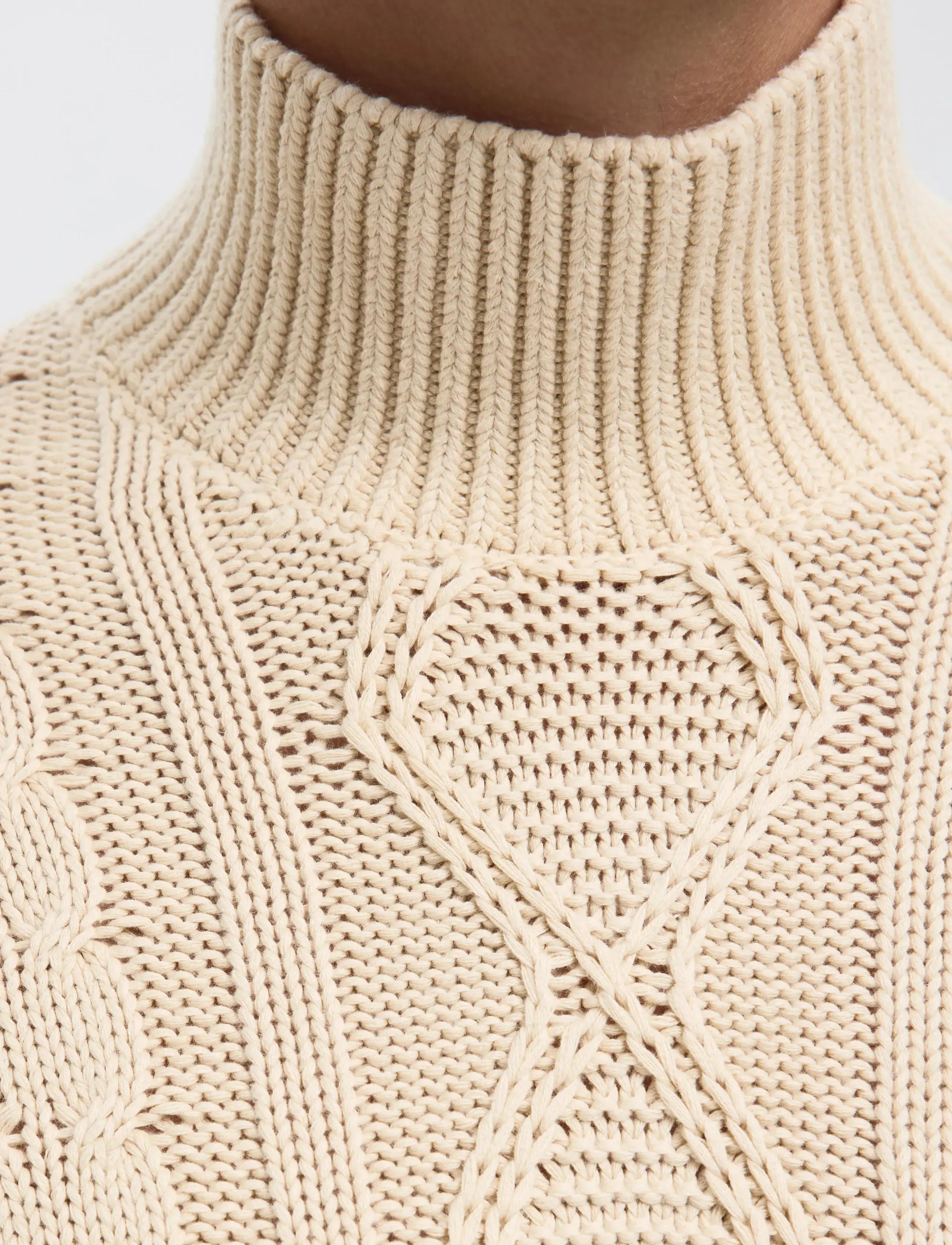 Selected - SLHUFFE LS KNIT RELAXED CABLE HIGH NECK - rullekraver - oatmeal - 4