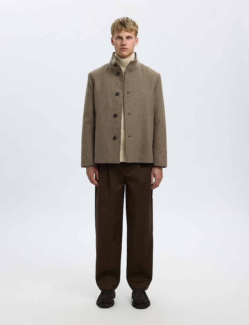 Selected - SLHUFFE LS KNIT RELAXED CABLE HIGH NECK - rollkragen - oatmeal - 5