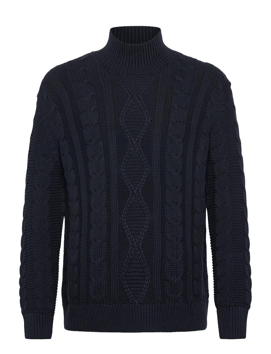 Selected - SLHUFFE LS KNIT RELAXED CABLE HIGH NECK - rollkragen - sky captain - 1