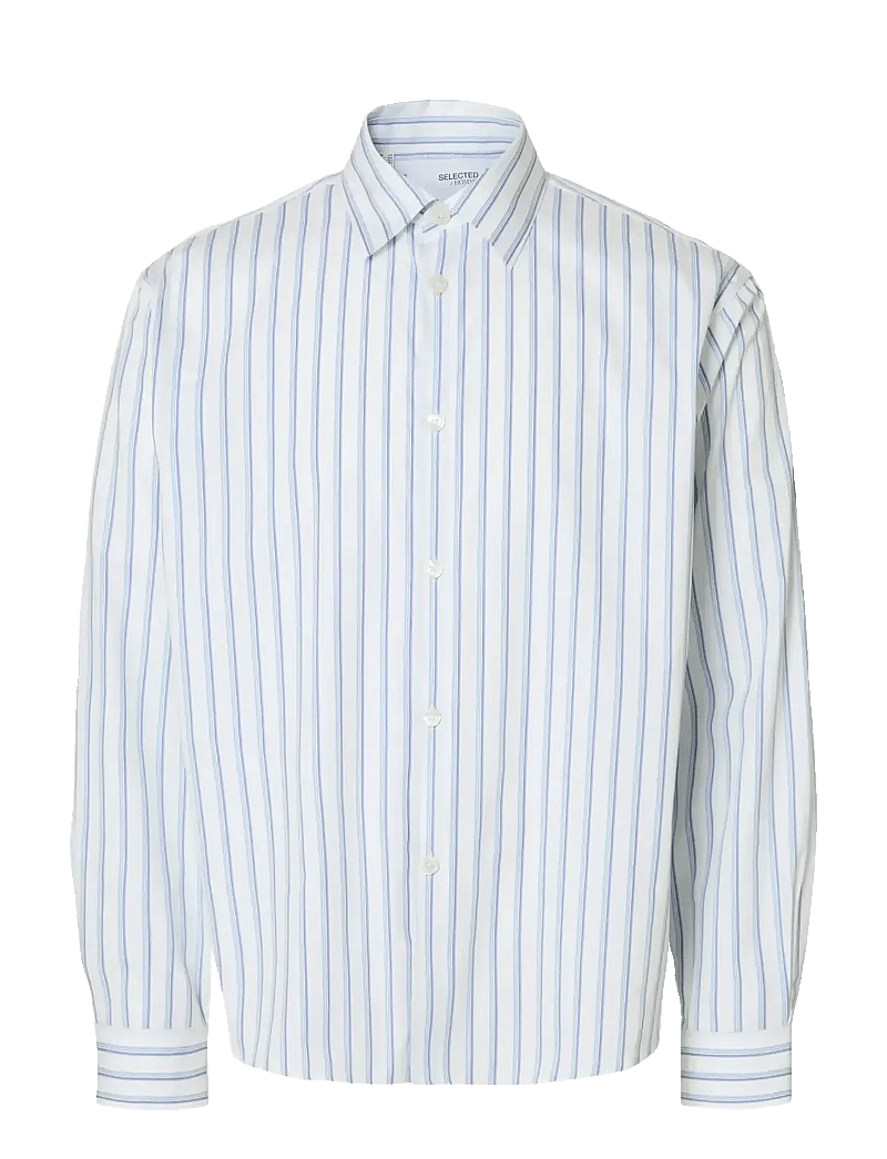 Selected - SLHRLXHENRI STRIPE LS SHIRT - stribede skjorter - white - 1