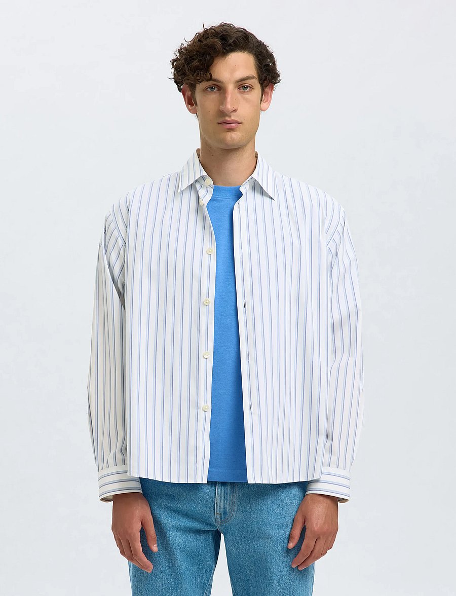 Selected - SLHRLXHENRI STRIPE LS SHIRT - strīpaini krekli - white - 0