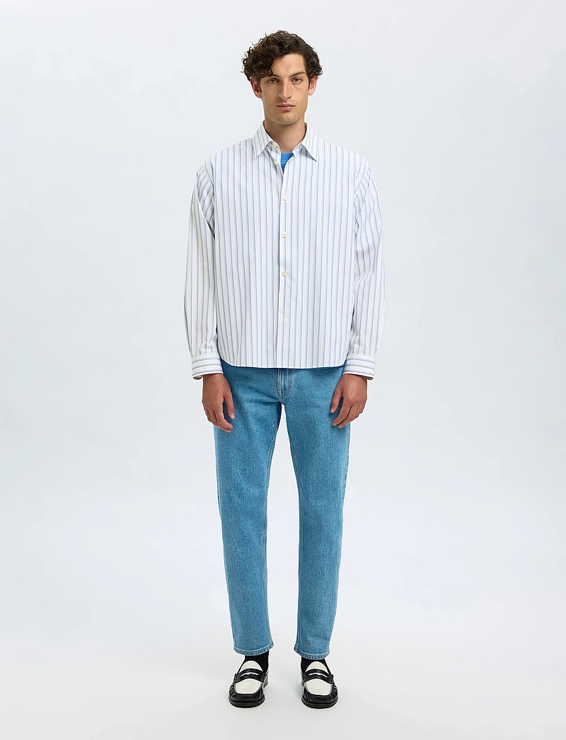 Selected - SLHRLXHENRI STRIPE LS SHIRT - stribede skjorter - white - 3