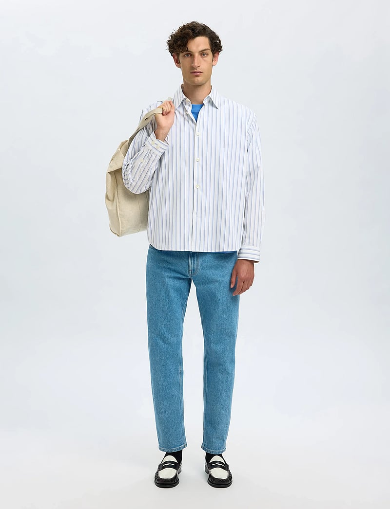 Selected - SLHRLXHENRI STRIPE LS SHIRT - stribede skjorter - white - 5