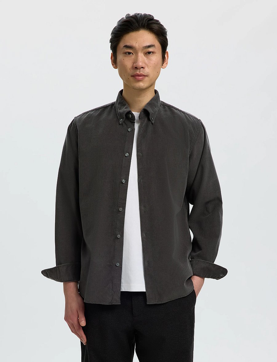 Selected - SLMREGCOLE DANNI CORD BD LS SHIRT NOOS - cordhemden - dark shadow - 0