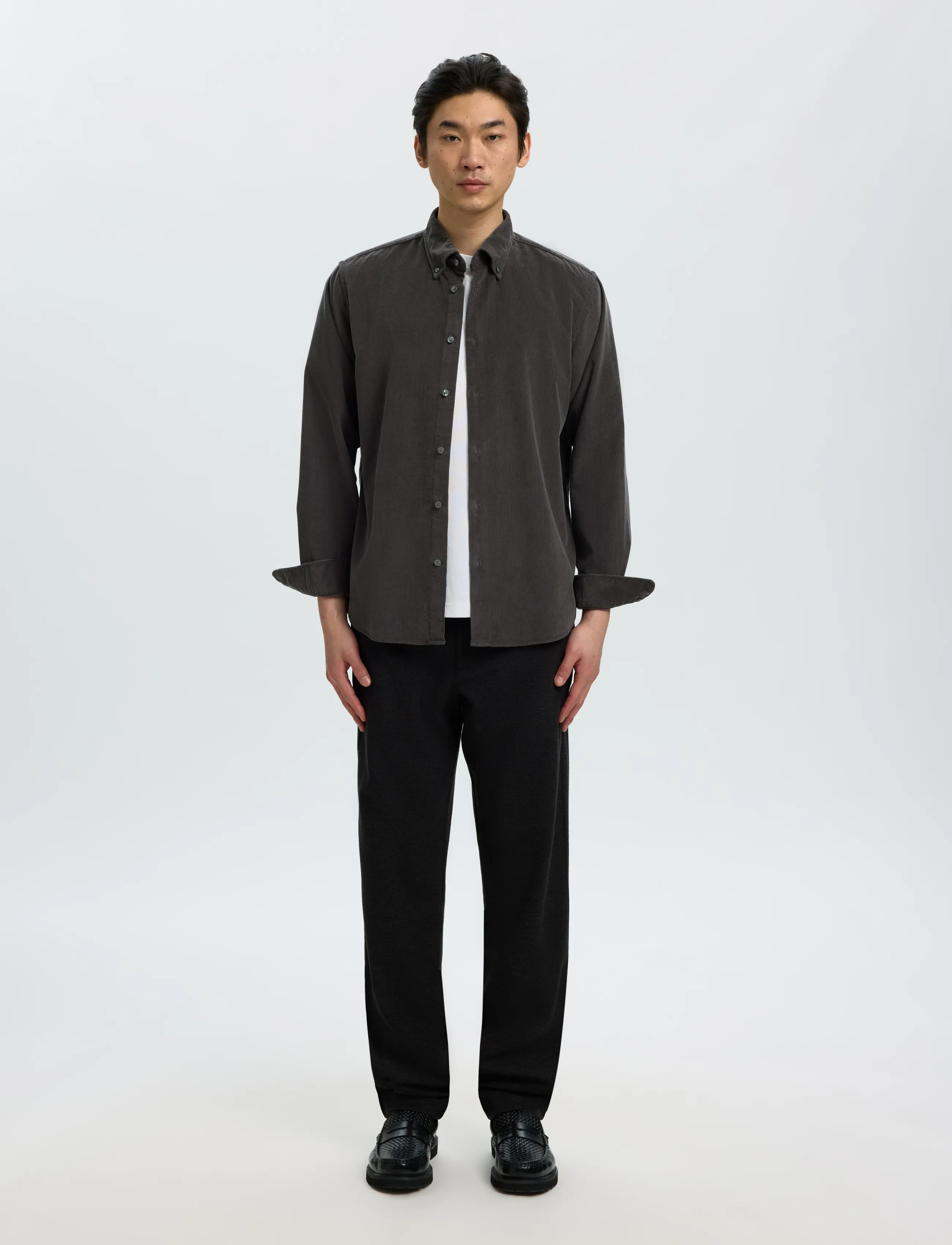 Selected - SLMREGCOLE DANNI CORD BD LS SHIRT NOOS - cordhemden - dark shadow - 3