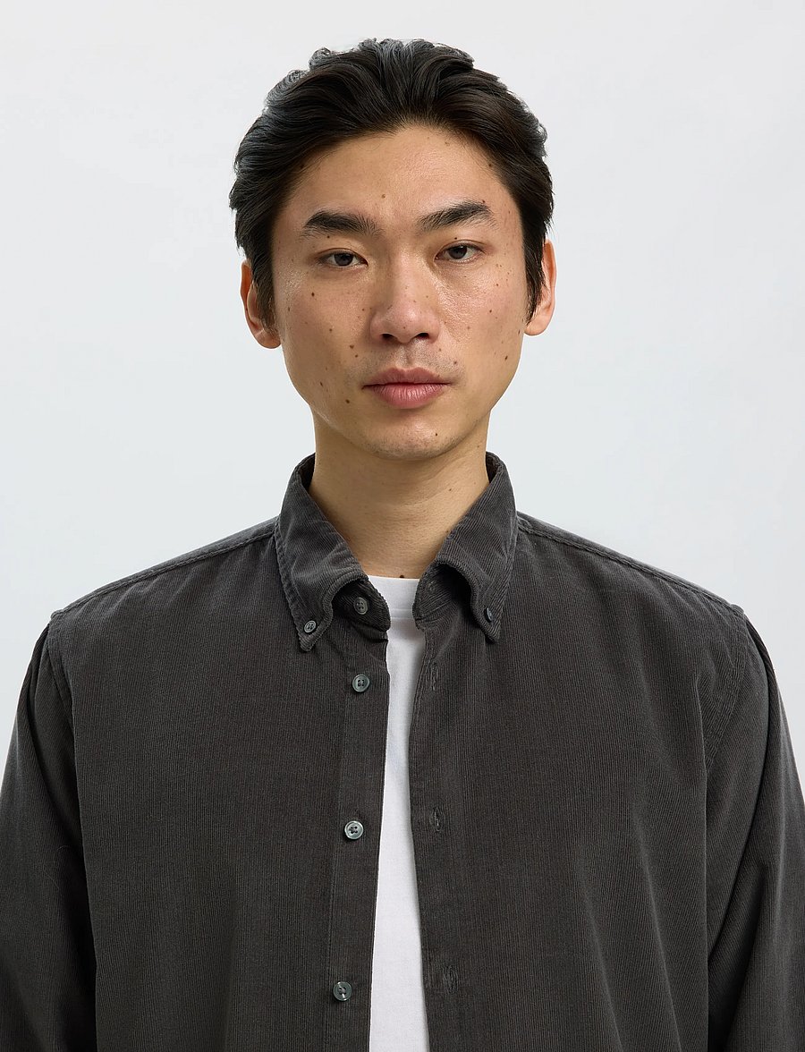 Selected - SLMREGCOLE DANNI CORD BD LS SHIRT NOOS - cordhemden - dark shadow - 4