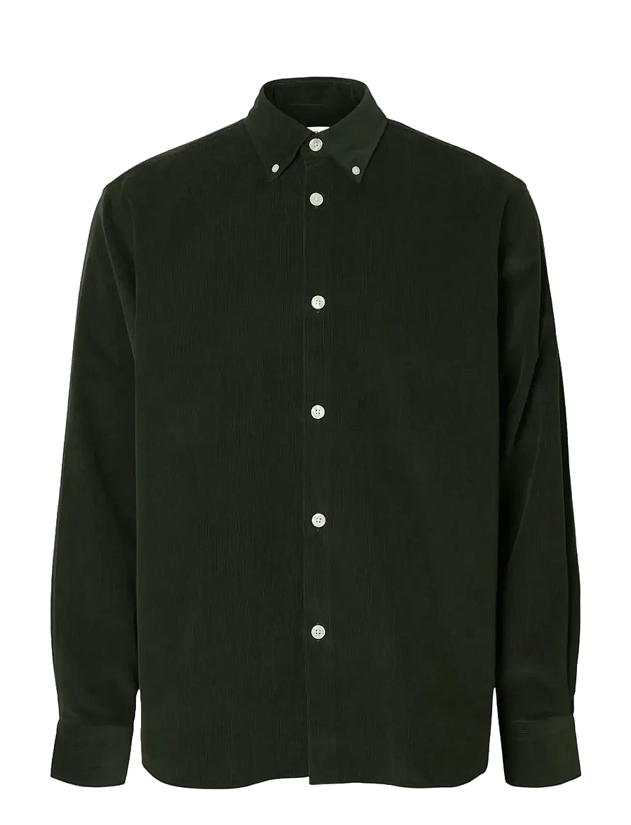 Selected - SLMREGCOLE DANNI CORD BD LS SHIRT NOOS - fløjlsskjorter - deep forest - 1