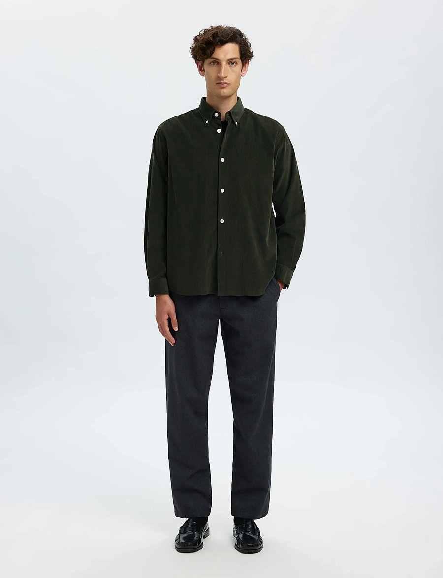 Selected - SLMREGCOLE DANNI CORD BD LS SHIRT NOOS - fløjlsskjorter - deep forest - 3