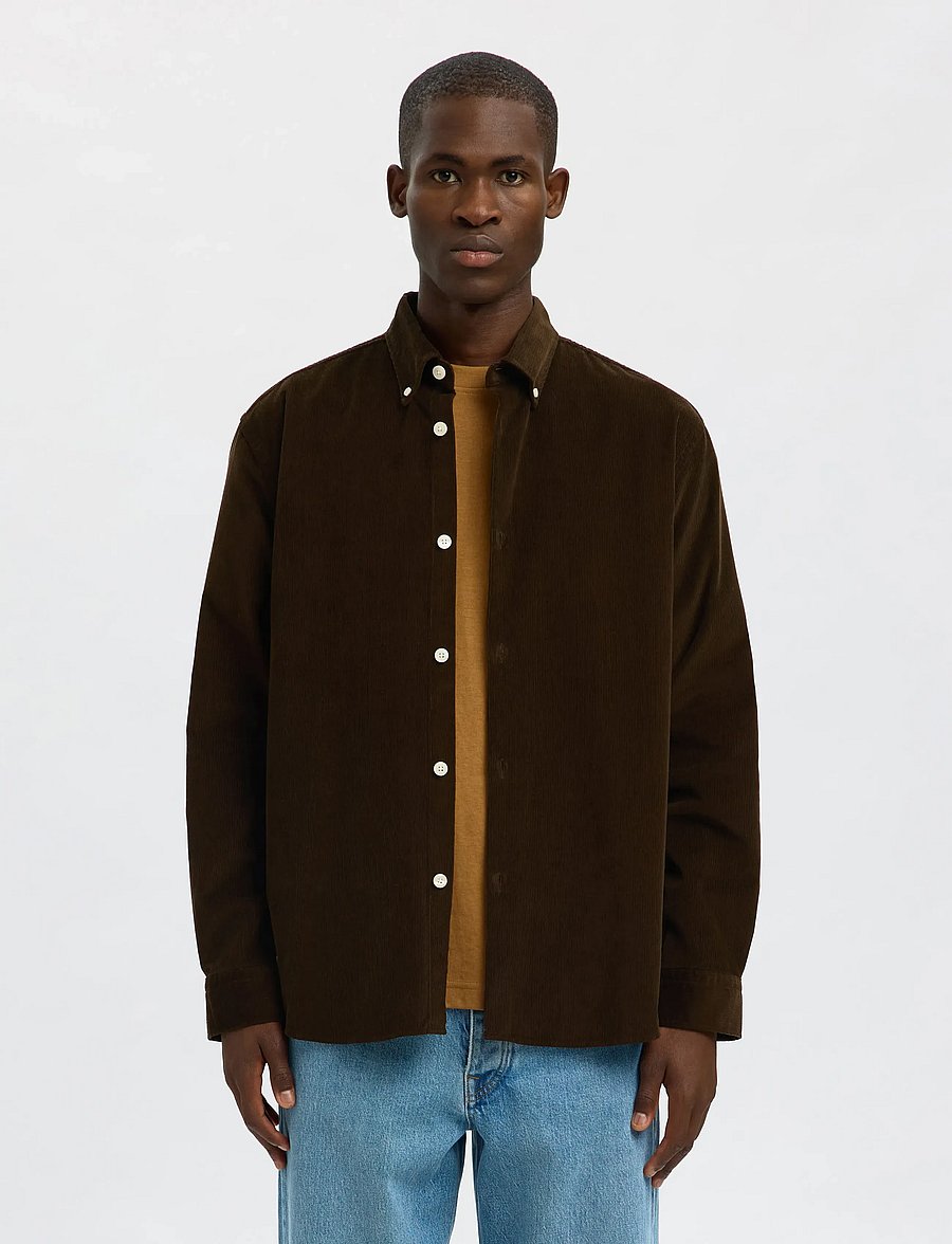 Selected - SLMREGCOLE DANNI CORD BD LS SHIRT NOOS - cordhemden - demitasse - 0