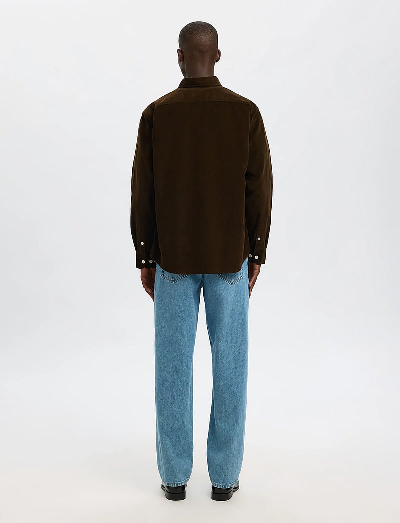 Selected - SLMREGCOLE DANNI CORD BD LS SHIRT NOOS - manchesterskjortor - demitasse - 2