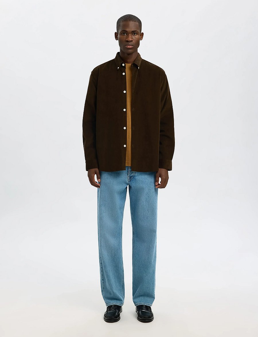 Selected - SLMREGCOLE DANNI CORD BD LS SHIRT NOOS - cordhemden - demitasse - 3
