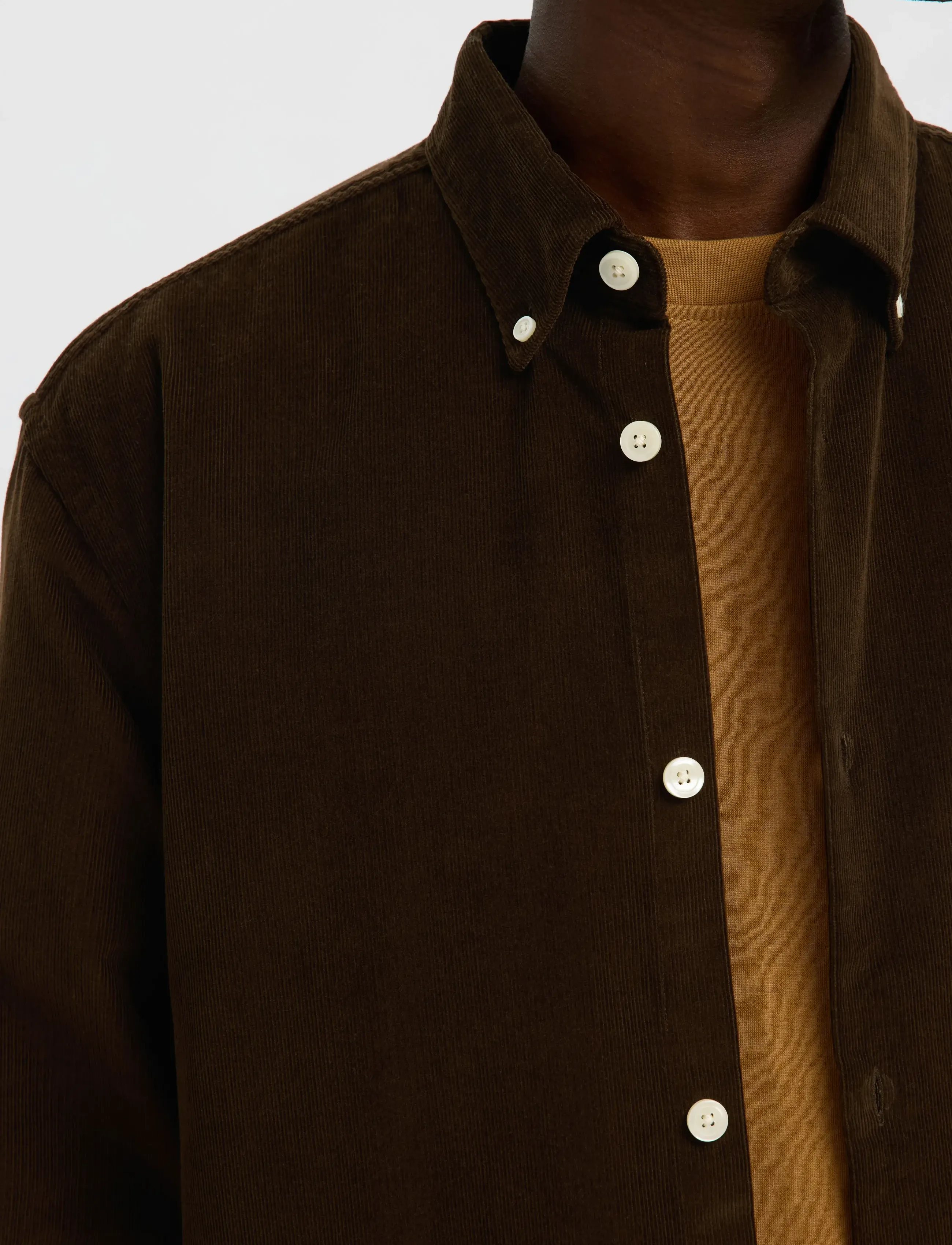 Selected - SLMREGCOLE DANNI CORD BD LS SHIRT NOOS - cordhemden - demitasse - 4